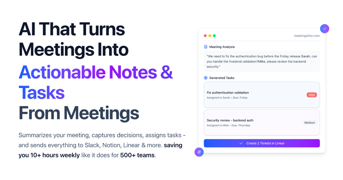 AI automatically extracting tasks from meeting transcripts and syncing to project management tools